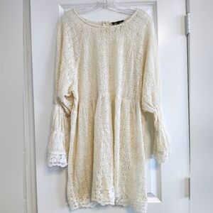POL Cream Midi Dress with Bishop Sleeves size Small